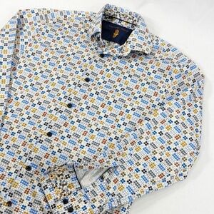Men’s size medium Luchiano Visconti NWOT multi color dot floral accents shirt
